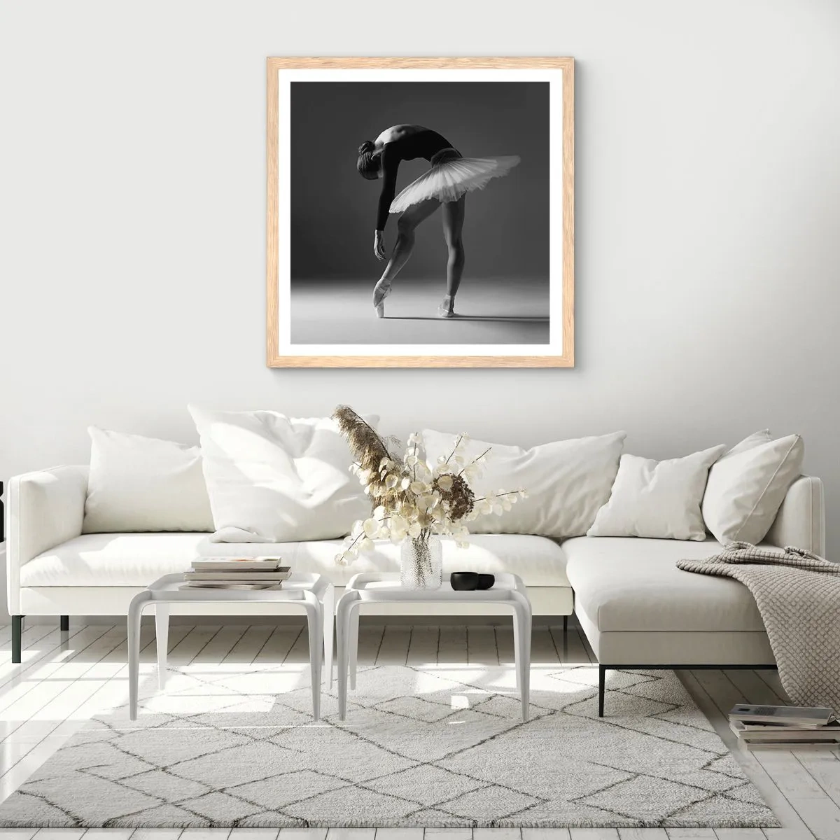 Poster in light oak frame - Belle Ballet Dancer - 40x40 cm