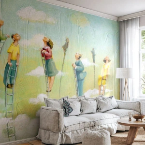 Photo Wallpaper Premium Canvas - Following the Dream - Abstraction, Clouds, People - 400x280 cm