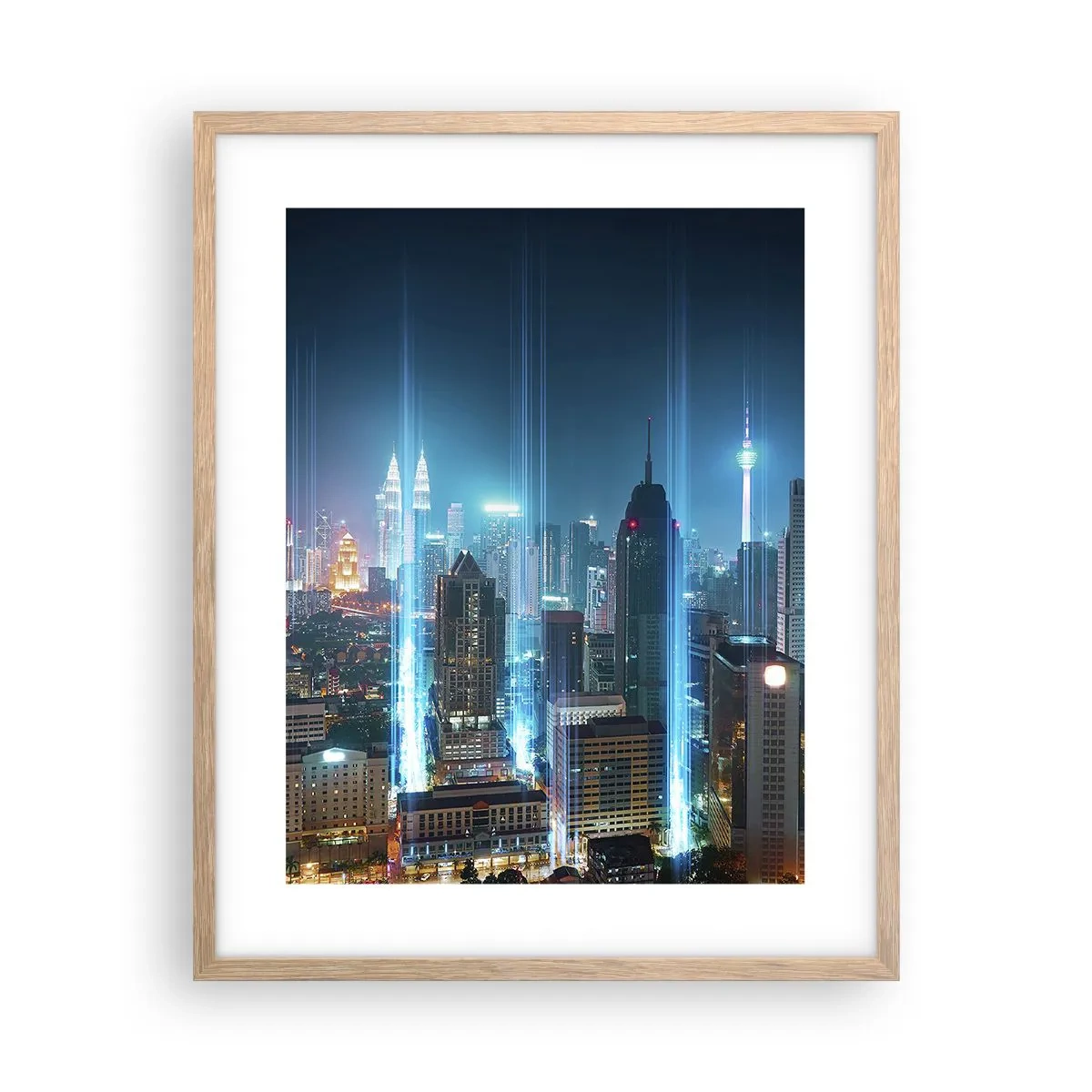 Poster in light oak frame - Berlin Lights - 40x50 cm