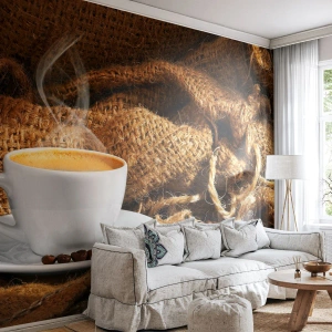 Photo Wallpaper Premium Sand - Smell of a Mocha and Density of a Honey Drink - Gastronomy, Coffee, Cup of coffee - 350x256 cm