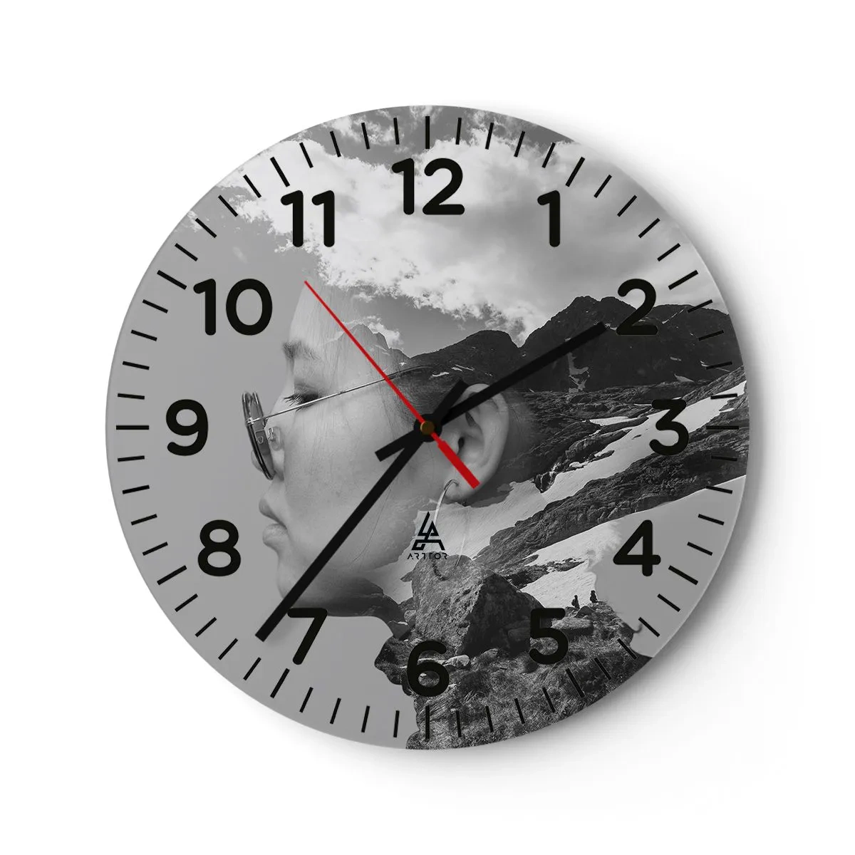 Wall clock - Clock on glass - Cloudy Portrait - 40x40 cm