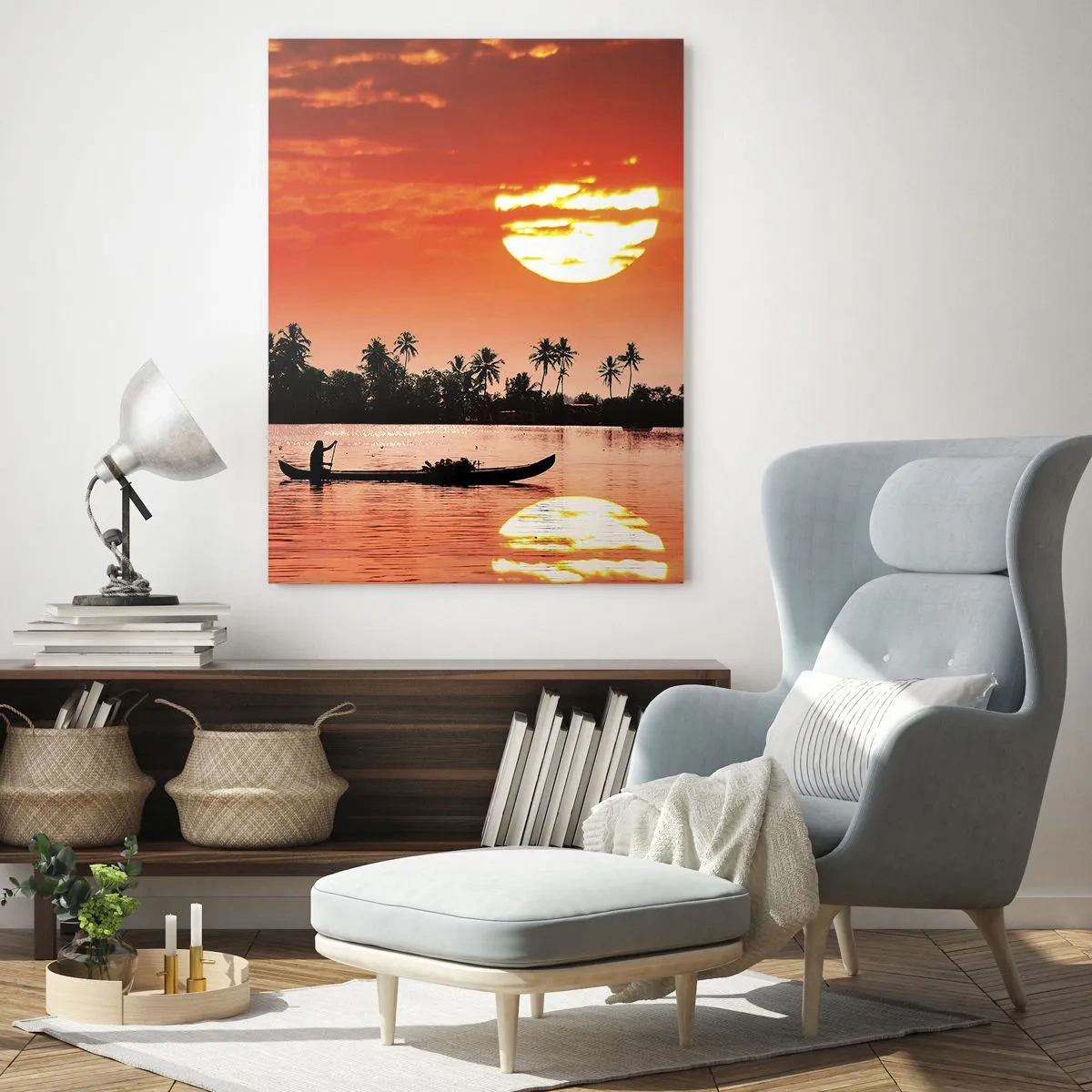Glass picture - Peace of the Tropics at Sunset - 70x100 cm