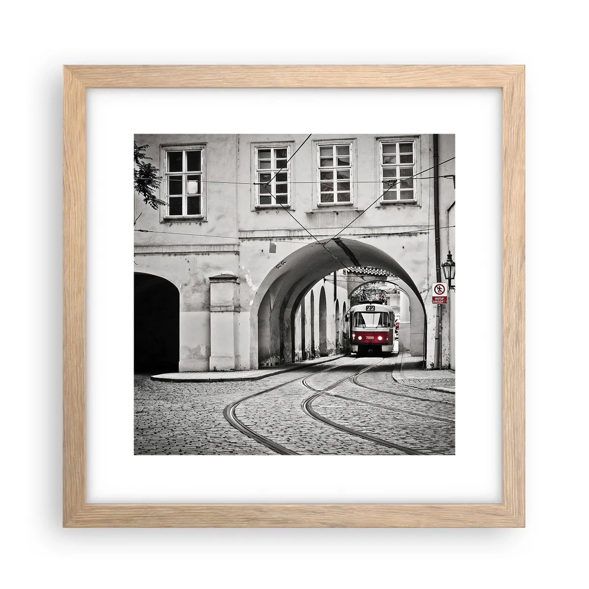 Poster in light oak frame - Through City Labirynth - 30x30 cm