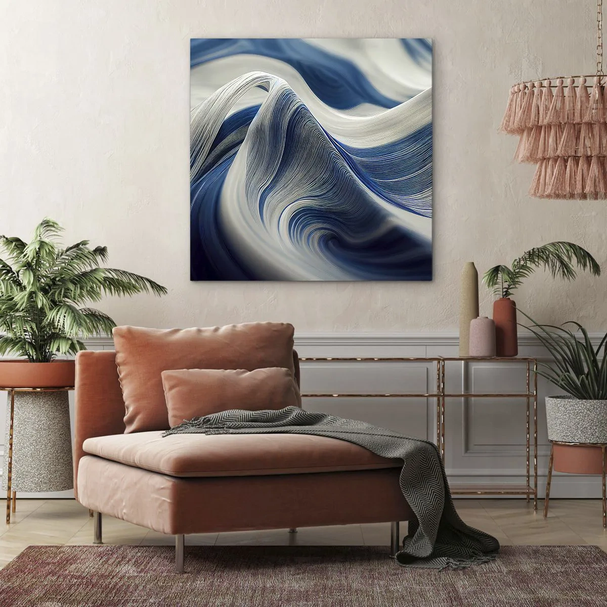 Canvas picture - Fluidity of Blue and White - 70x70 cm