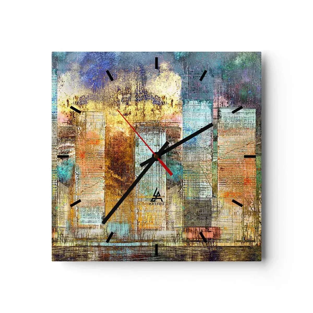 Wall clock - Clock on glass - Sunny Metropolis - 40x40 cm