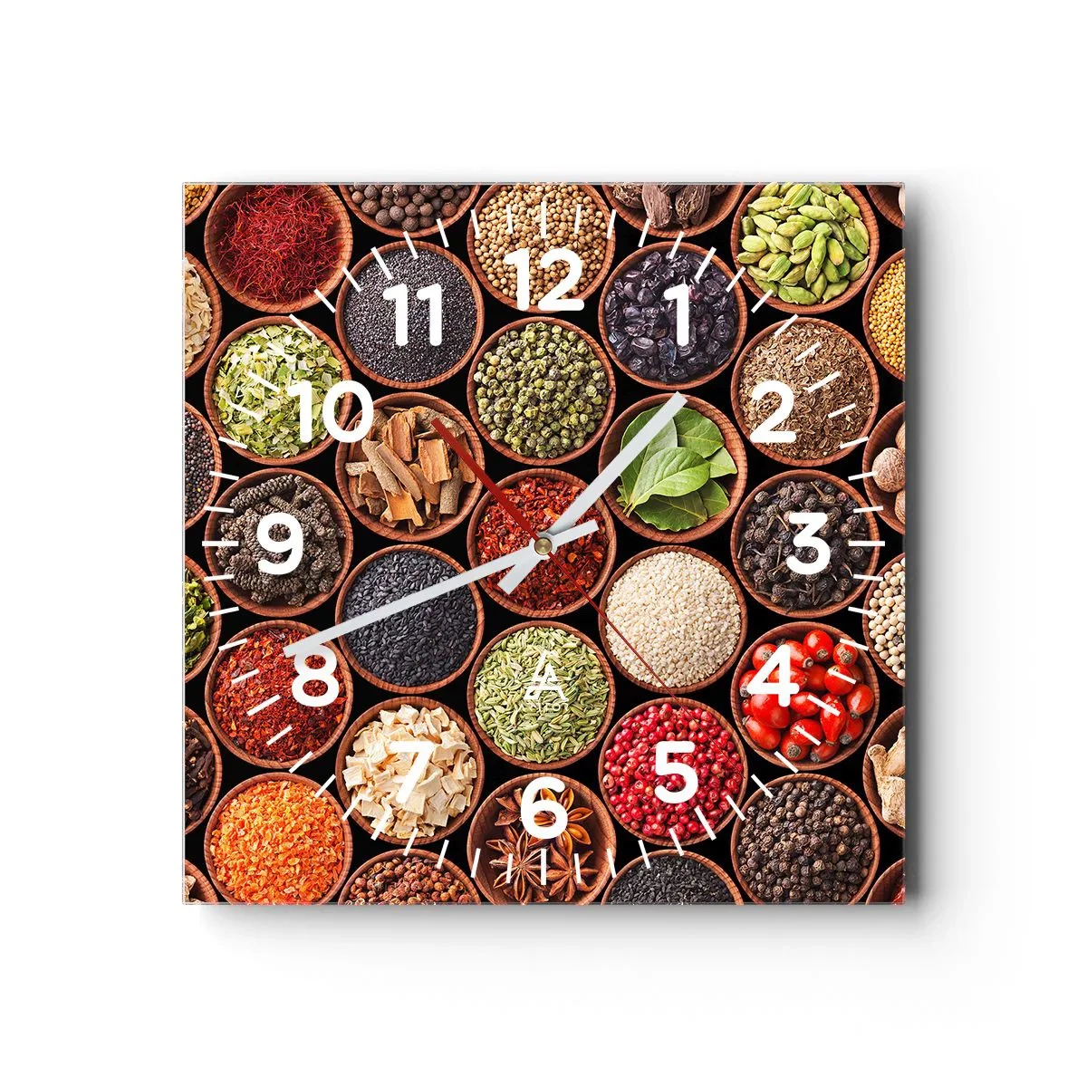 Wall clock - Clock on glass - All Flavours of the World - 40x40 cm