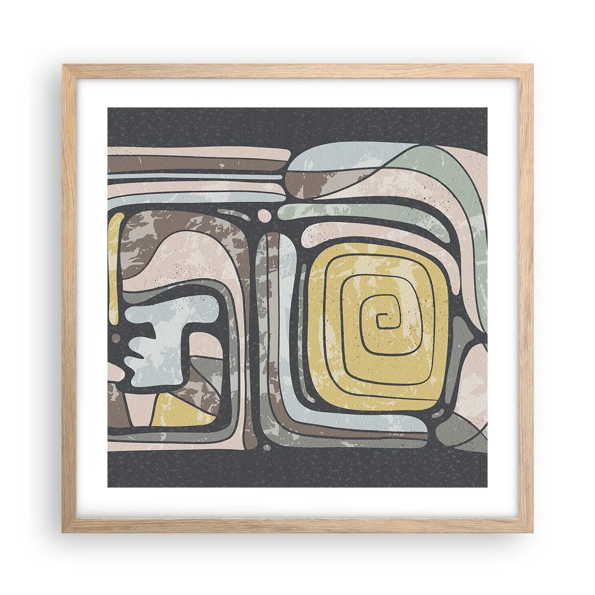 Poster in light oak frame - Abstract in Precolumbian Style  - 50x50 cm