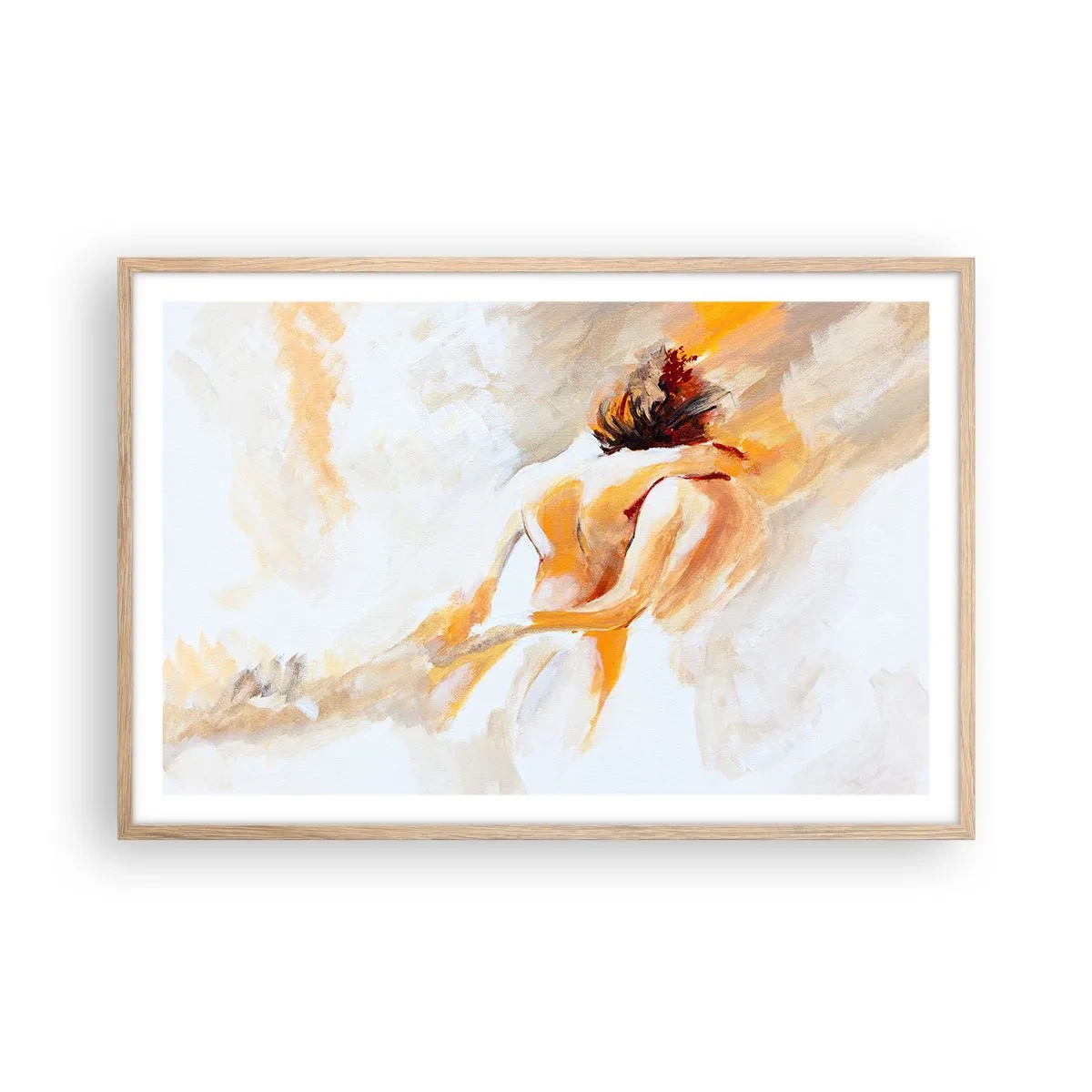 Poster in light oak frame - Heavenly Embrace - 91x61 cm