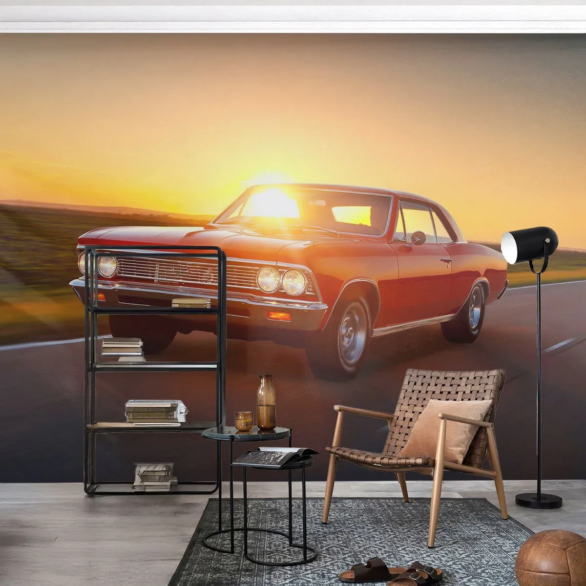Photo Wallpaper Standard Eco - Red Is a Colour of Desire - Car, Trip, Vintage - 400x280 cm