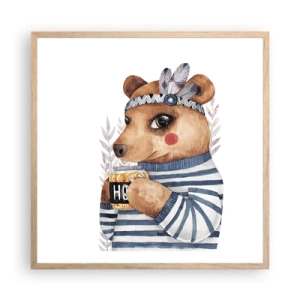 Poster in light oak frame - Sweet Lady Bear - 60x60 cm