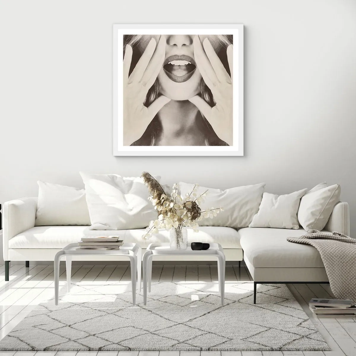 Poster in white frmae - Coming! - 40x40 cm