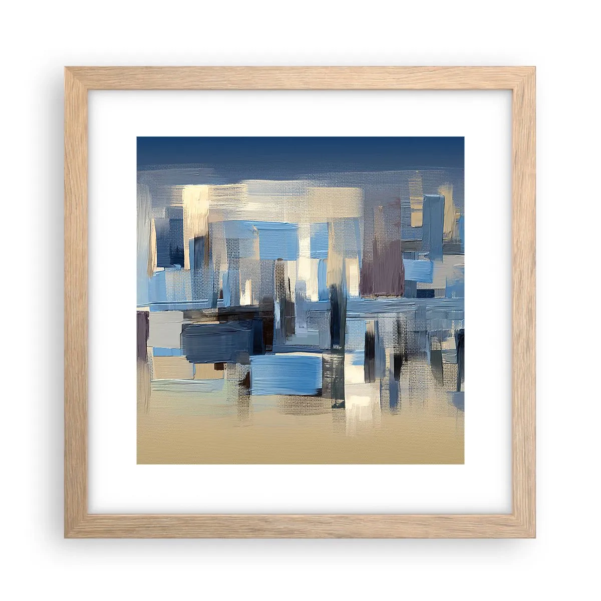 Poster in light oak frame - Blue Construction - 30x30 cm