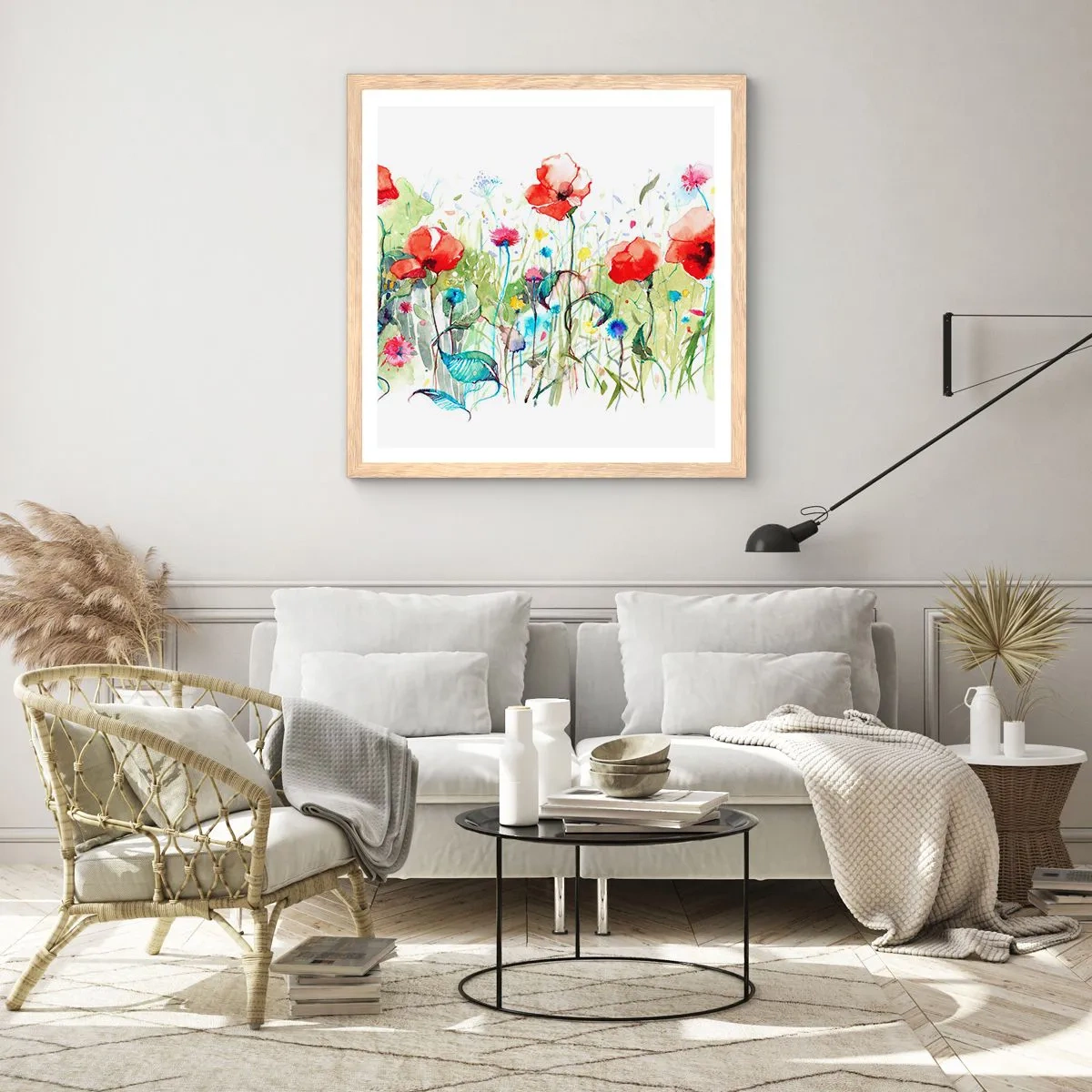 Poster in light oak frame - Meadow in May - 60x60 cm