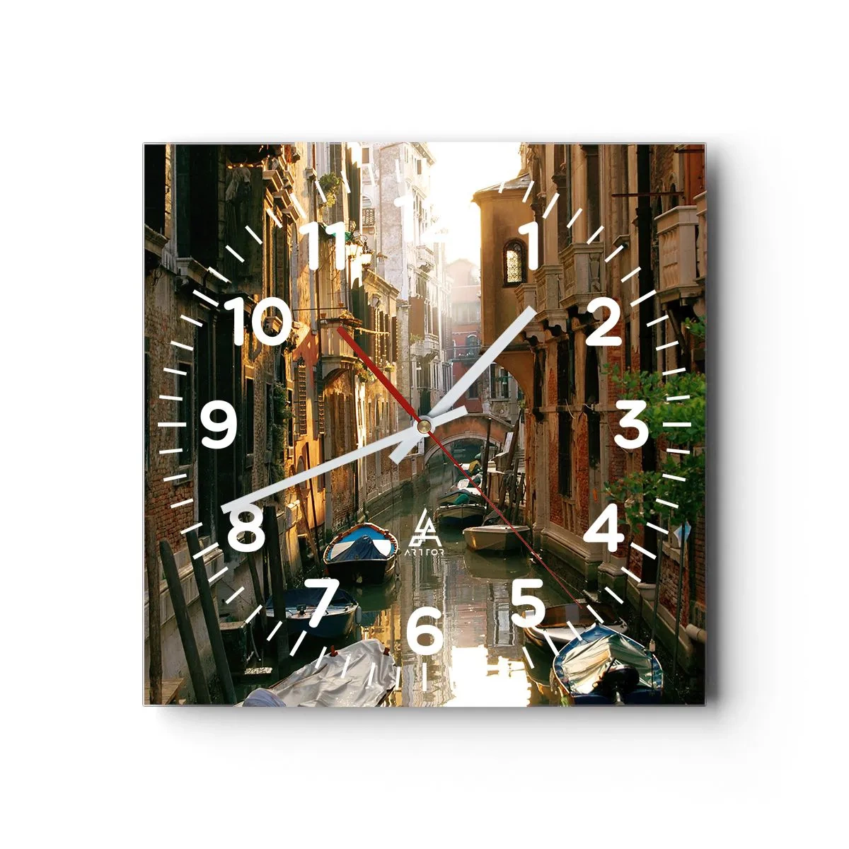 Wall clock - Clock on glass - In a Venetian Alley - 40x40 cm
