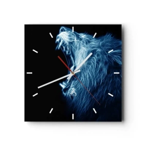 Wall clock - Clock on glass - Flaming Rage of a King - 40x40 cm