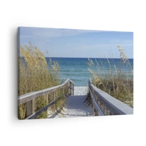 Canvas picture - Path to the beach with a sea view - 70x50cm - In the Sun, out in the Wind - Modern wall decoration for the living room and bedroom ARTTOR
