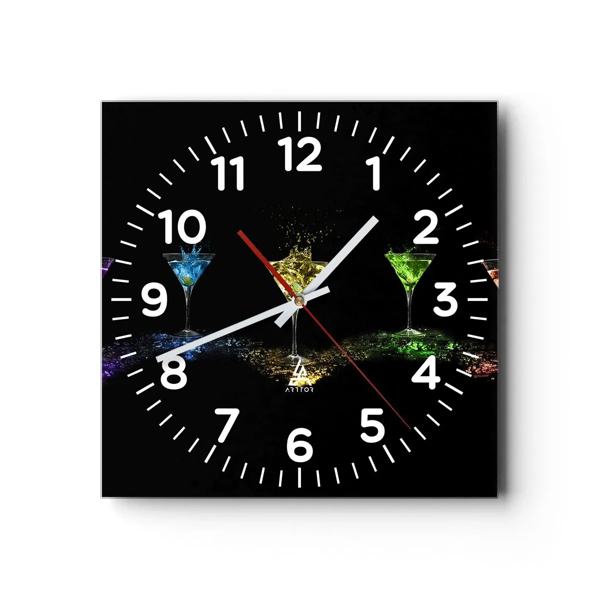 Wall clock - Clock on glass - Colours of Joy in Crystal Glass - 40x40 cm