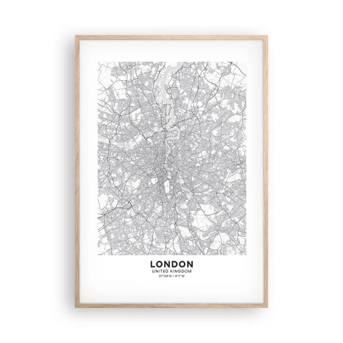 Poster in light oak frame - Map of London Maze - 70x100 cm