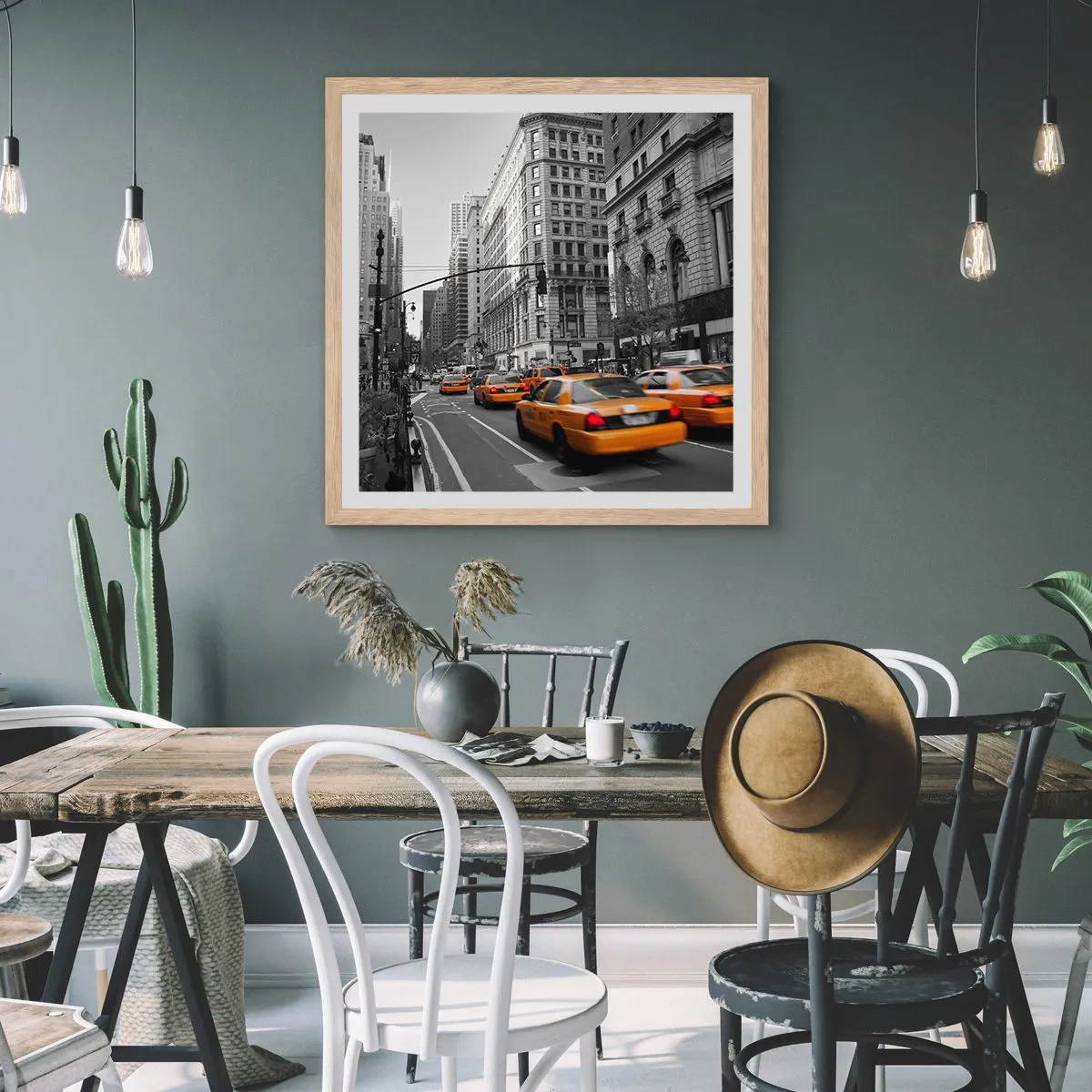 Poster in light oak frame - Suns of a Big City - 40x40 cm