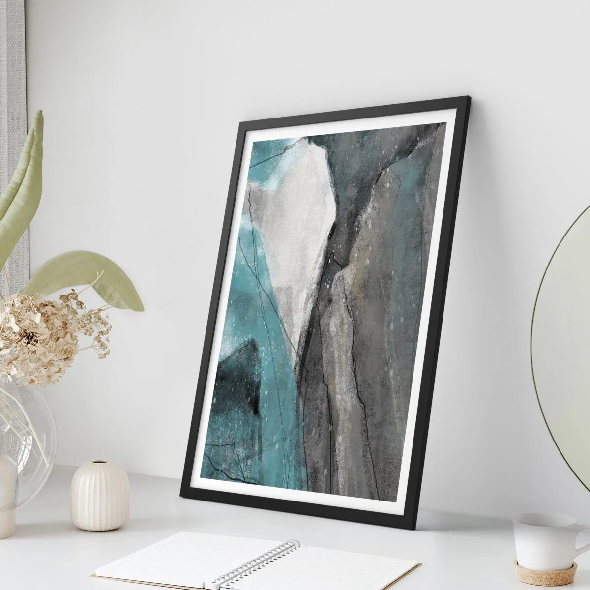 Poster in black frame - Abstract: Rocks and Ice - 70x100 cm