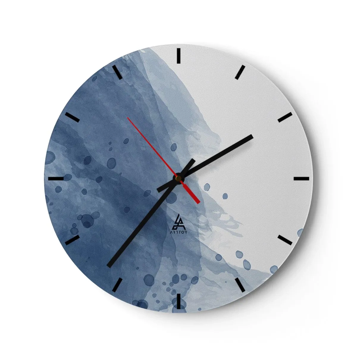 Wall clock - Clock on glass - Blue Tulle - 40x40 cm