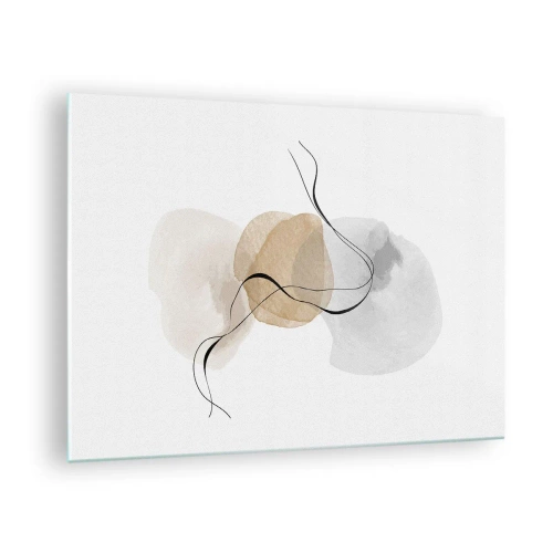 Glass picture - A subtle abstraction with pastel spots and black lines. - 70x50cm - Air Beads - Modern wall decoration for the living room and bedroom ARTTOR