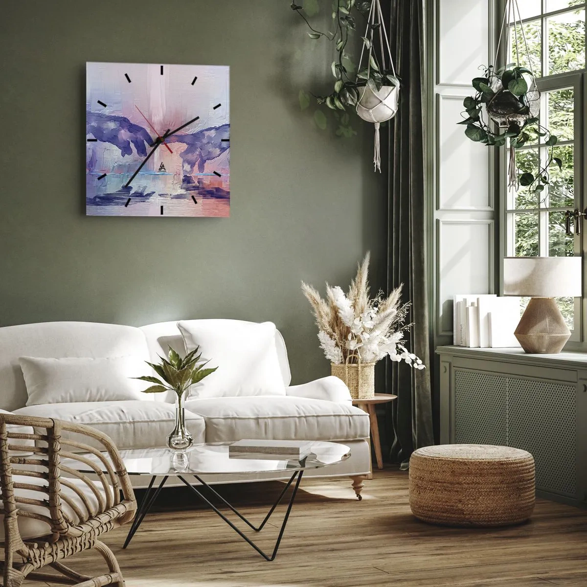Wall clock - Clock on glass - Godly Spark of Life - 40x40 cm