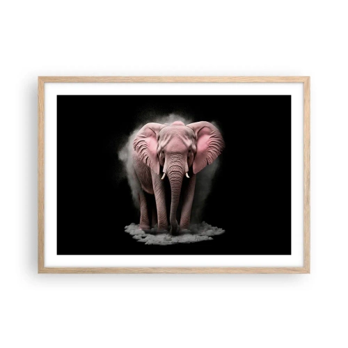 Poster in light oak frame - Don't Think About a Pink Elephant! - 70x50 cm
