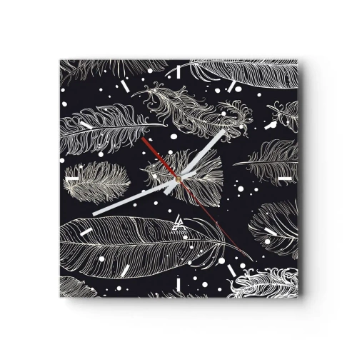 Wall clock - Clock on glass - Feathery Lace - 30x30 cm