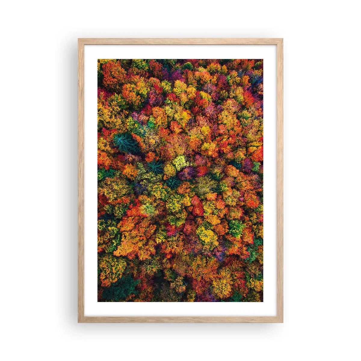 Poster in light oak frame - Bouquet of Autumn Flowers - 50x70 cm