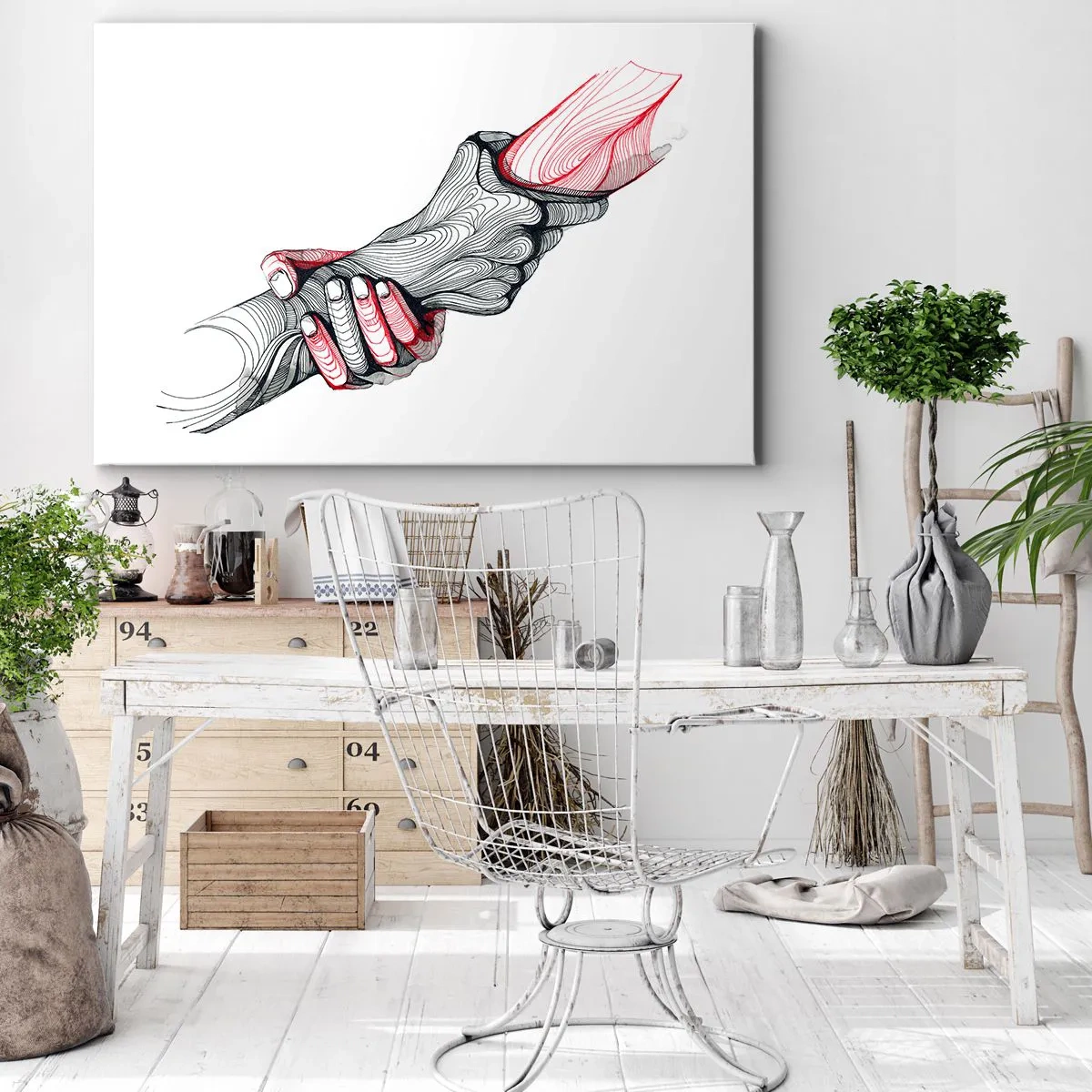 Canvas picture - Artistic hands holding each other in a minimalist style - 70x50cm - You Are in Good Hands - Modern wall decoration for the living room and bedroom ARTTOR