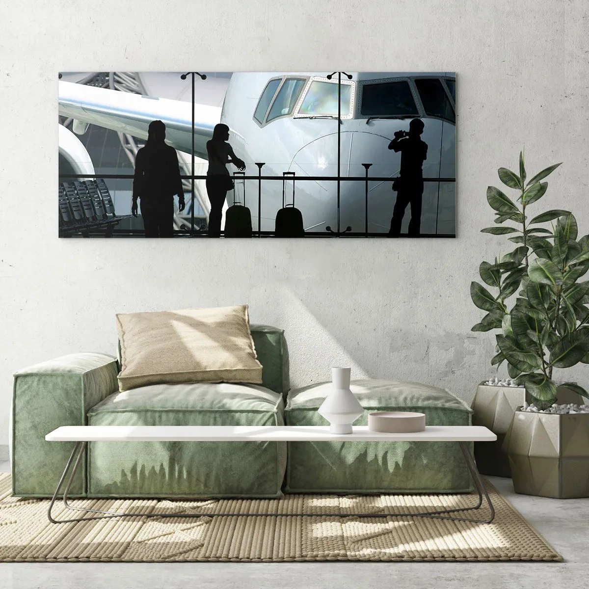 Glass picture - Via a Vis at the Aiport - 100x40 cm