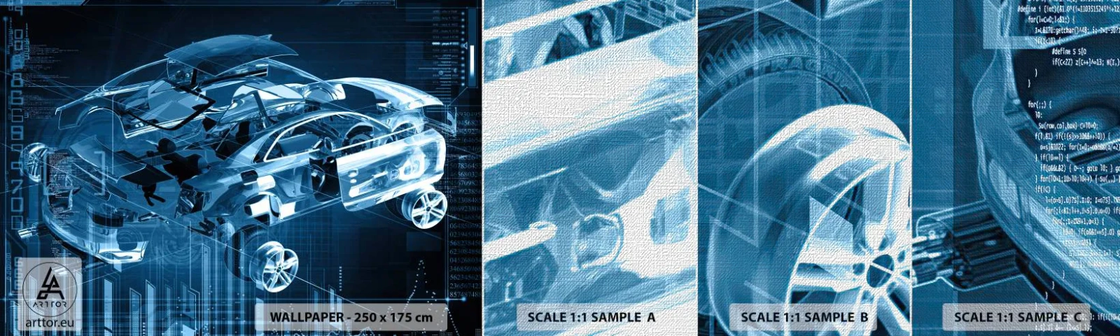 Photo Wallpaper Sample Premium Canvas - Engineering Anatomy - Automotive, Car, Concept - 100x30 cm