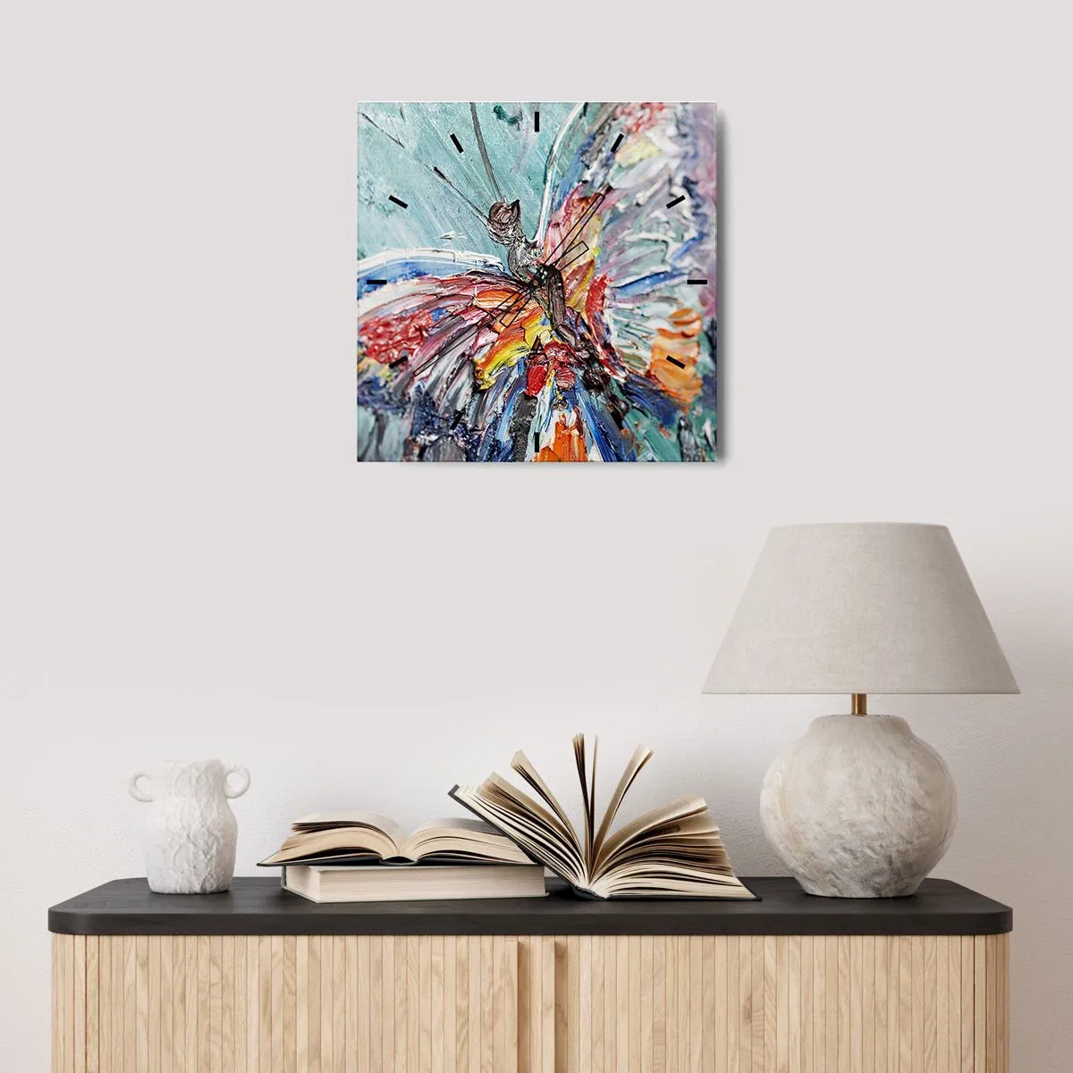 Wall clock - Clock on glass - Painted by Nature - 30x30 cm