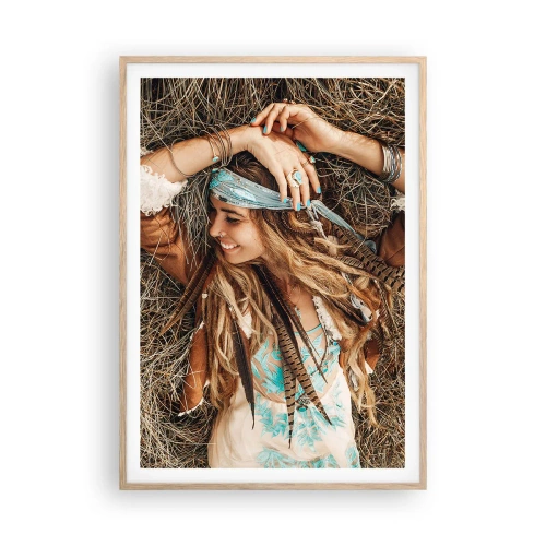 Poster in light oak frame - On the Way to the Summer of Love - 70x100 cm