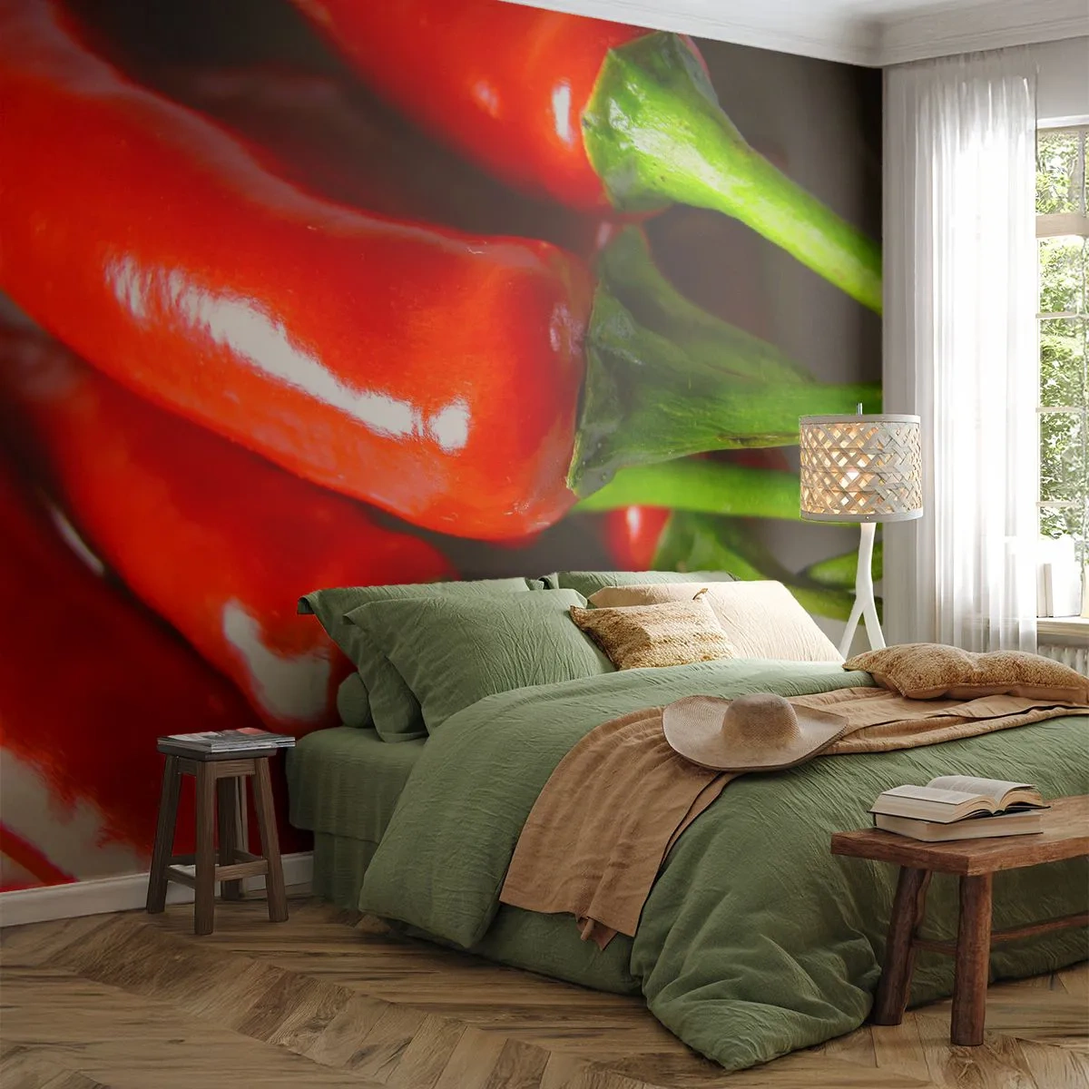 Self-Adhesive Photo Wallpaper Deluxe Sticker - Juicy, Shiny, Smooth - Gastronomy, Pepper, Vegetables - 250x175 cm