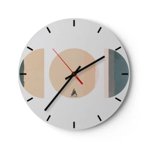 Wall clock - Clock on glass - Abstract geometric patterns with pastel colors - 30x30cm - Wheel after a Wheel - Modern wall decoration for the living room, kitchen, and bedroom ARTTOR