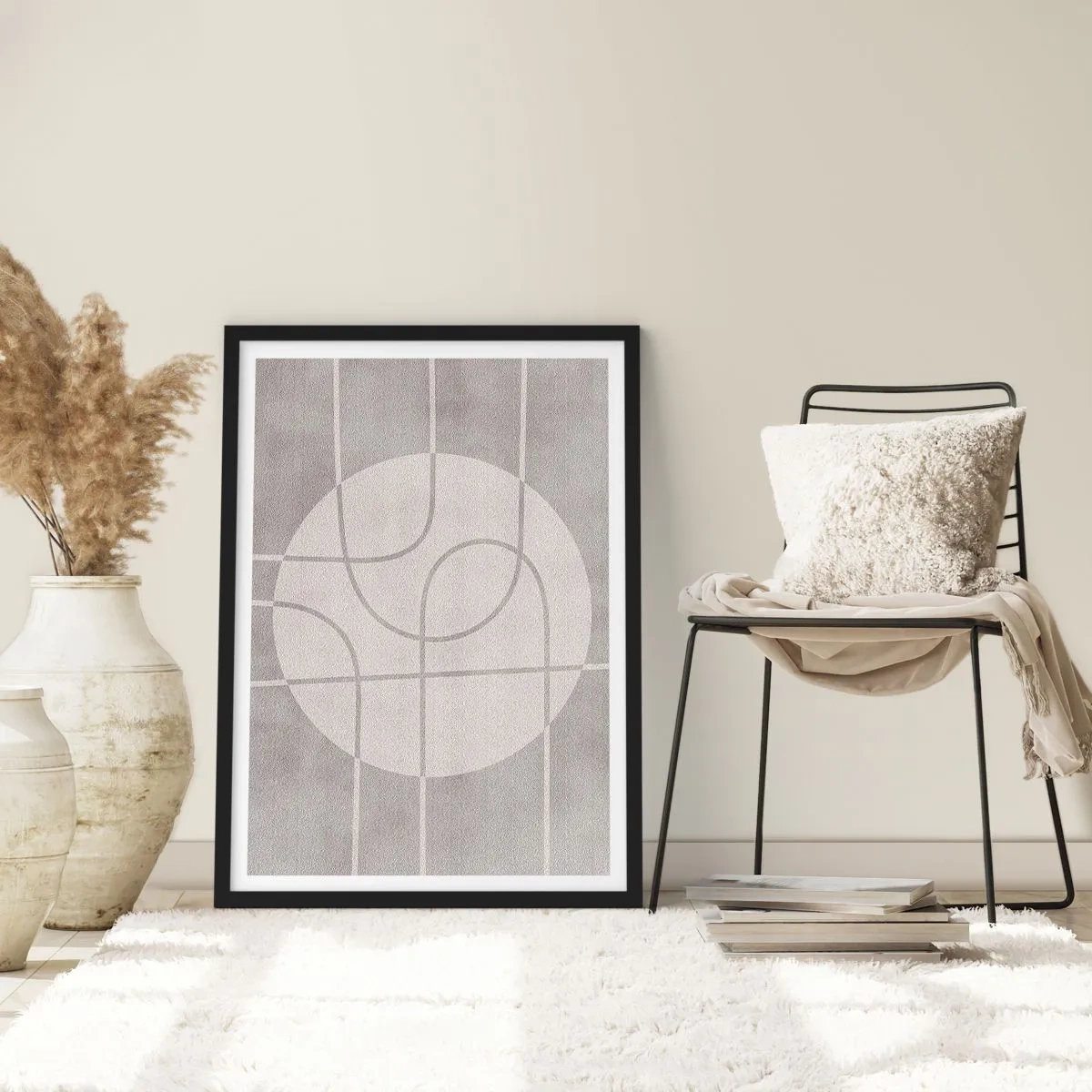 Poster in black frame - Circular and Straight - 40x50 cm