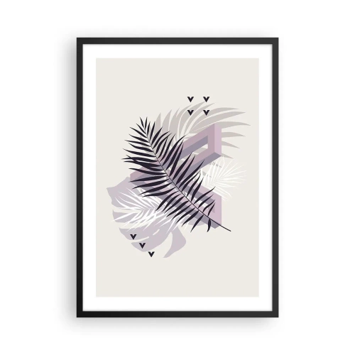 Poster in black frame - Abstract composition with leaves and geometric shapes - 50x70cm - Shadow of a Shadow - Modern wall decoration for the living room and bedroom ARTTOR