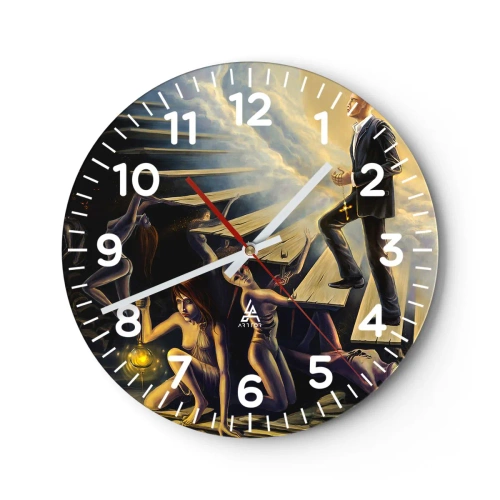 Wall clock - Clock on glass - A Dantesque Journey towards the Light - 40x40 cm
