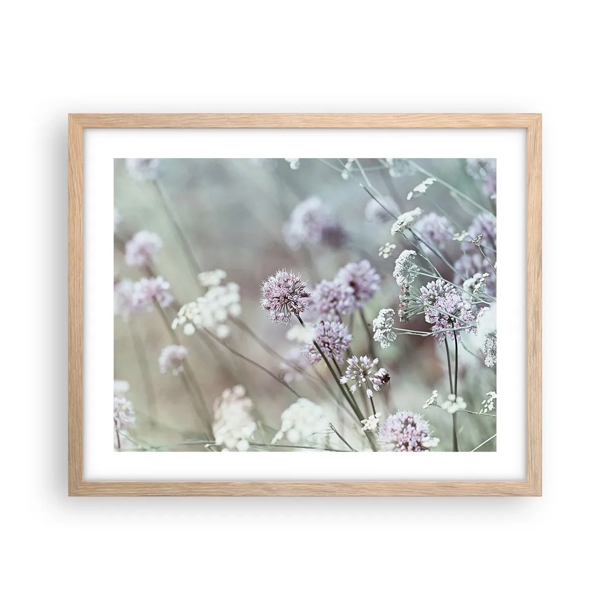 Poster in light oak frame - Sweet Filigrees of Herbs - 50x40 cm