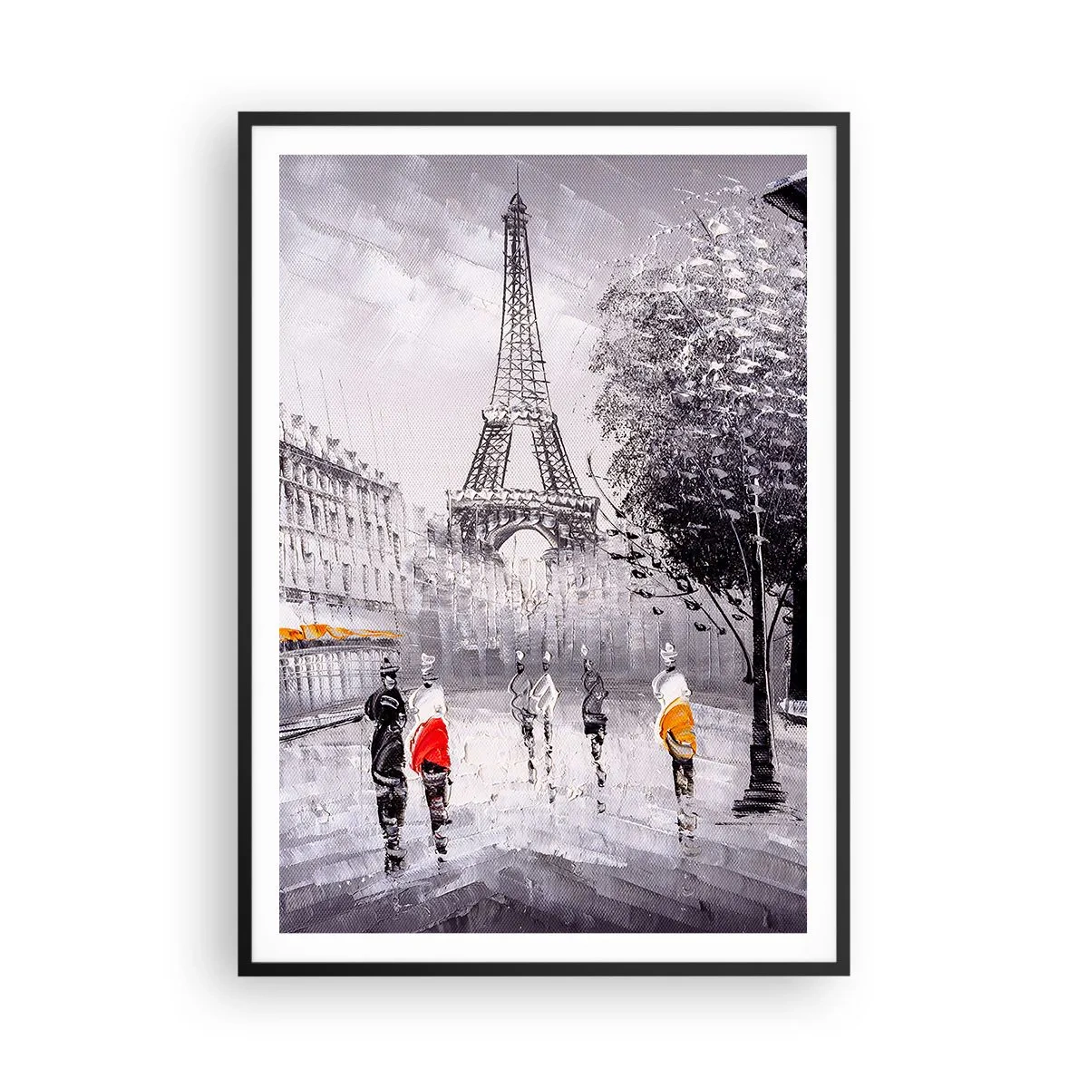 Poster in black frame - Parisian Walk - 70x100 cm