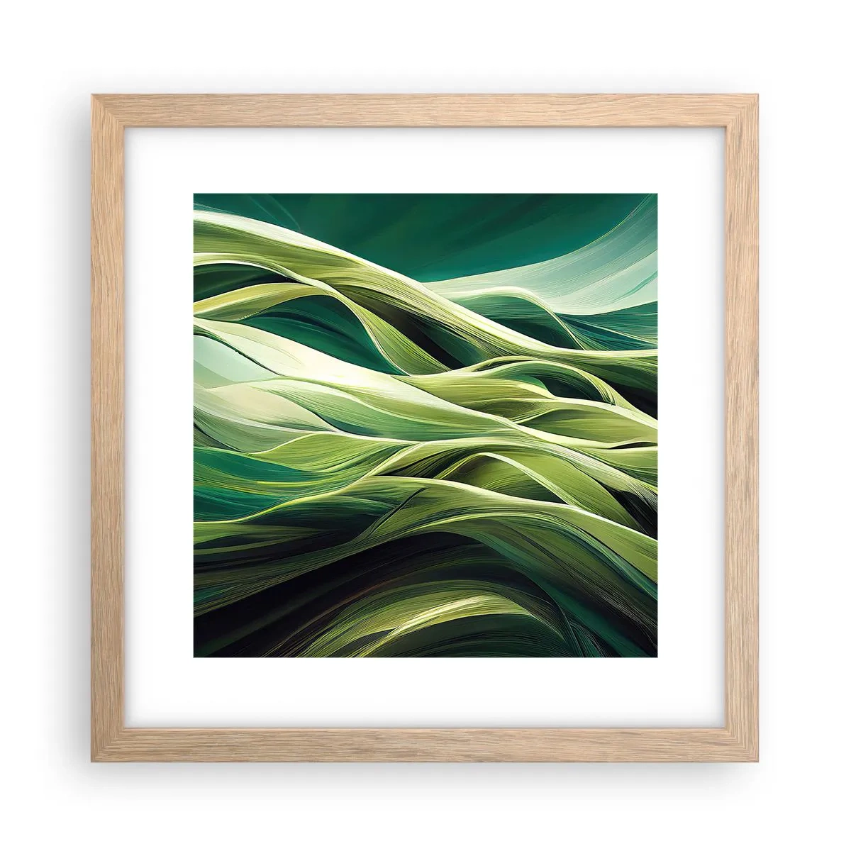 Poster in light oak frame - Abstract Playing Green - 30x30 cm