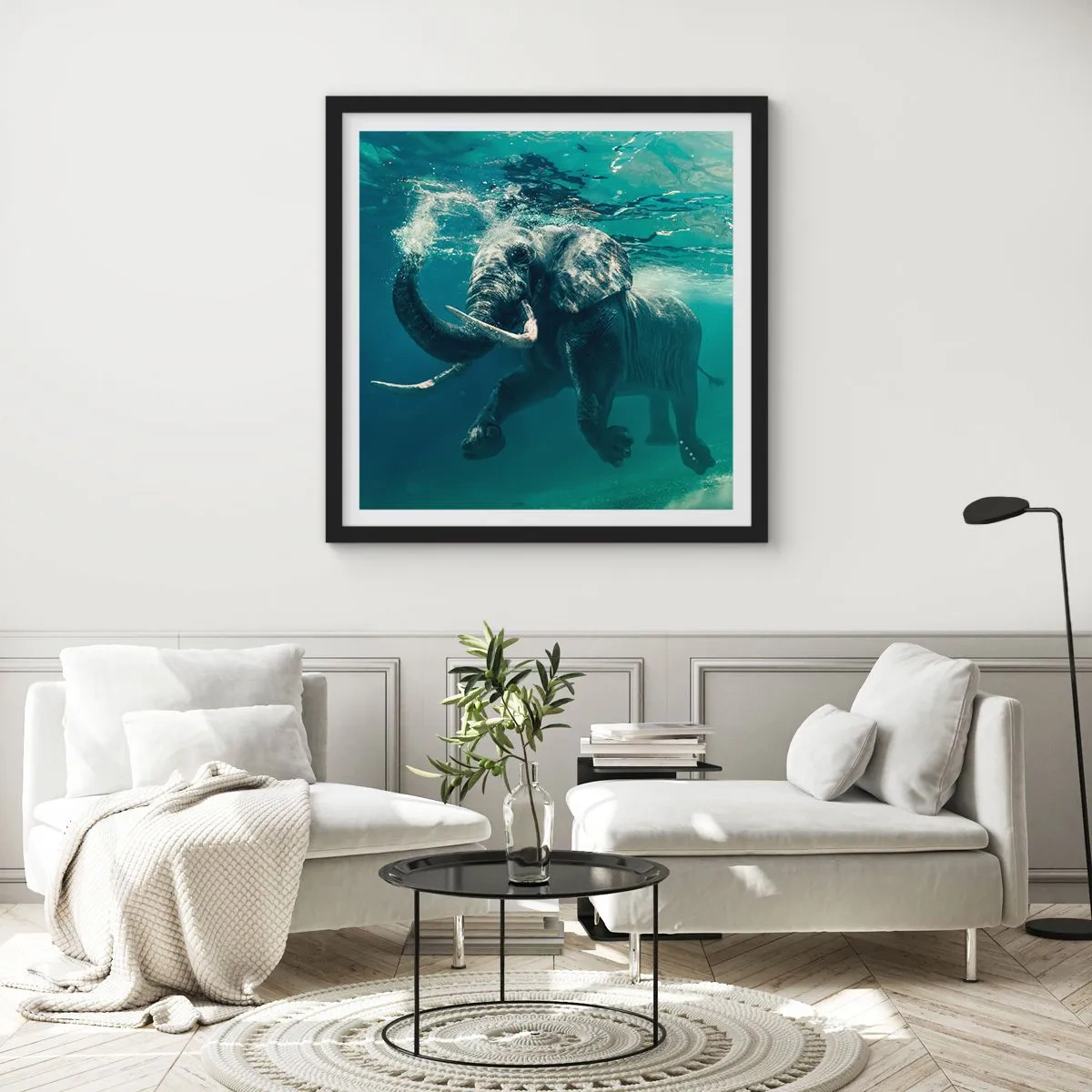 Poster in black frame - Everyone Likes to Swim - 30x30 cm