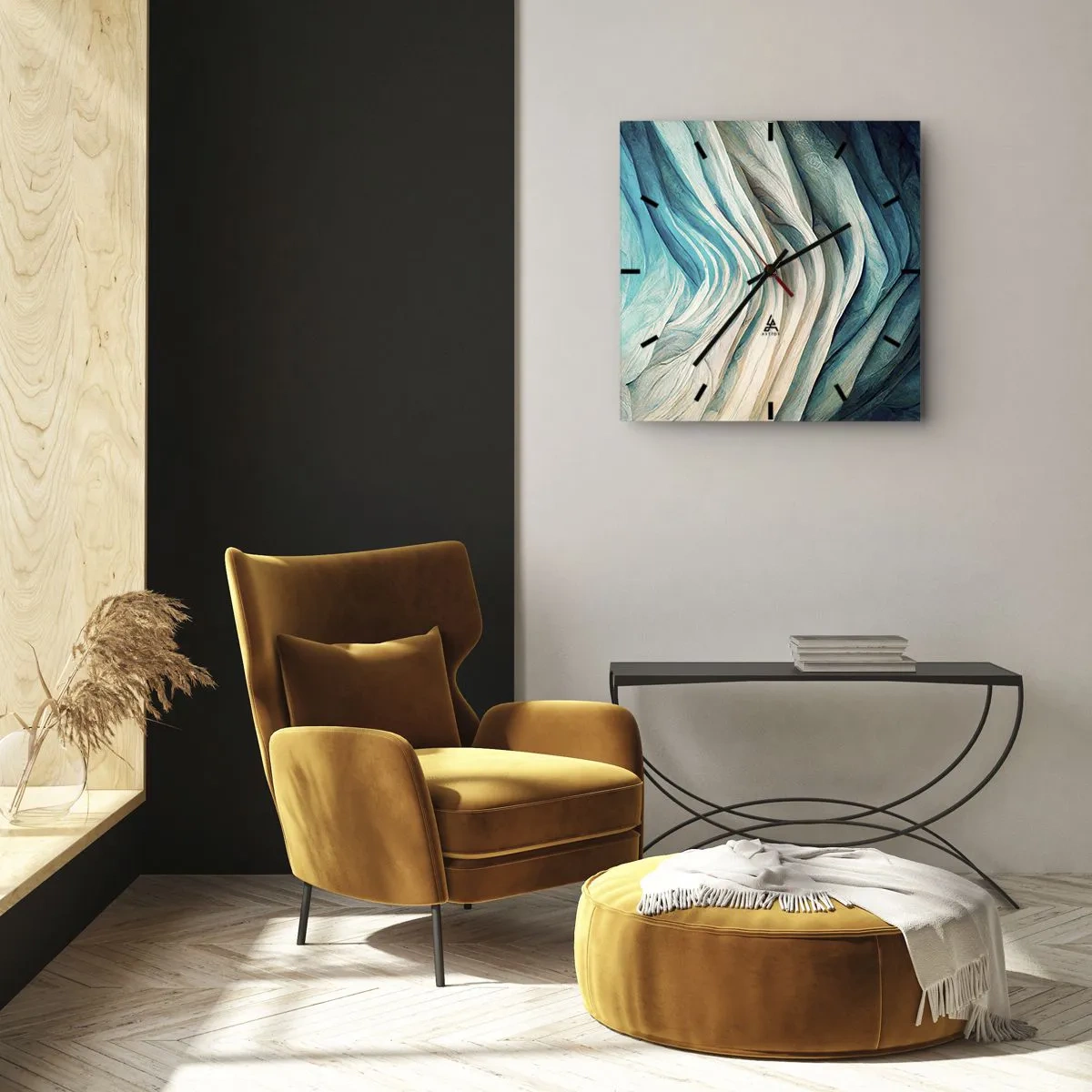 Wall clock - Clock on glass - Blue Insatiability - 30x30 cm