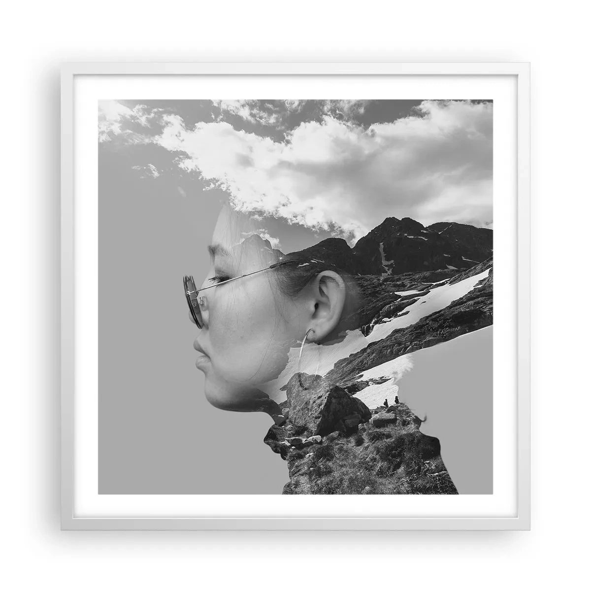 Poster in white frmae - Cloudy Portrait - 60x60 cm