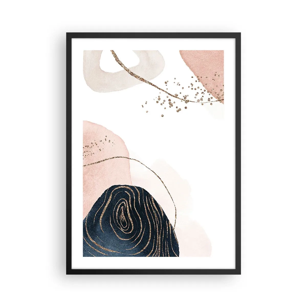 Poster in black frame - Abstract forms in pastel shades with gold accents - 50x70cm - Everything Flows - Modern wall decoration for the living room and bedroom ARTTOR