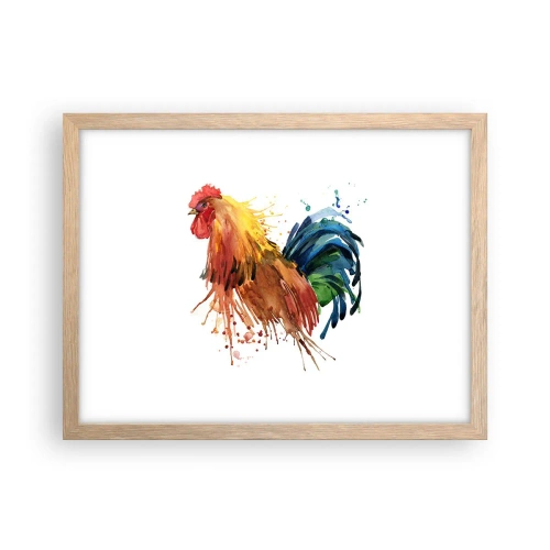 Poster in light oak frame - King Rooster - 40x30 cm