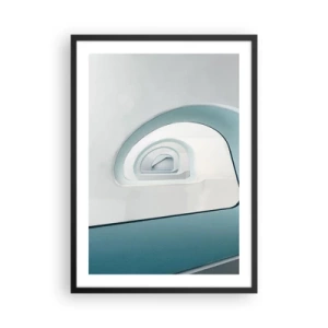 Poster in black frame - Modern curved lines and architectural structures in bright colors - 50x70cm - To the Bottom of Blue - Modern wall decoration for the living room and bedroom ARTTOR