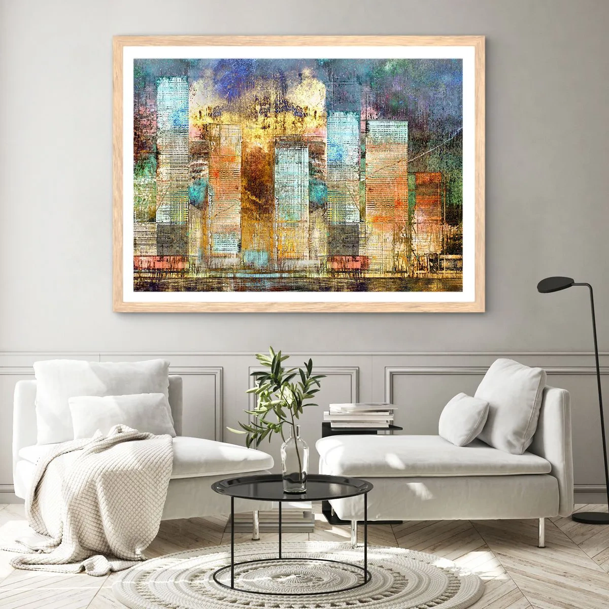 Poster in light oak frame - Sunny Metropolis - 91x61 cm